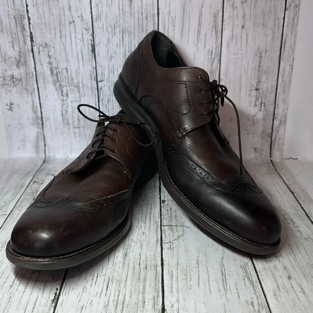 Johnston & Murphy Mens Wingtip Oxfords Brown SheepSkin Size 11‎